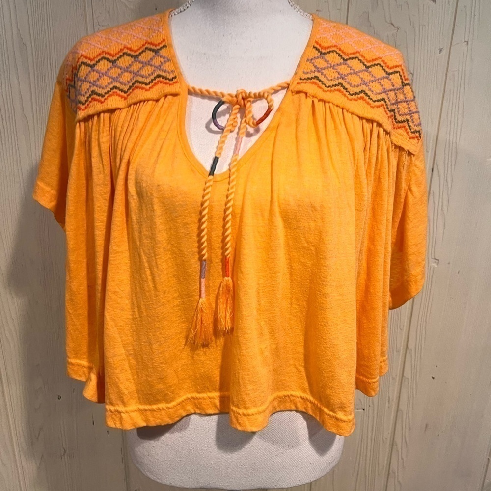 Free People Market Tee Oversized Carrot Ginger Top, Size XS